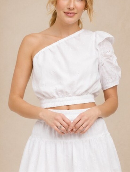Universal Thread Tops - Universal Thread Women's One-Shoulder Eyelet Crop Top – Size Large
